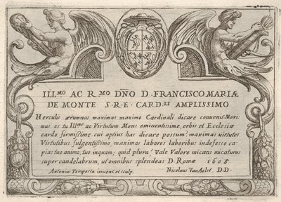 Tabliczka tytułowa do serii Prace Herkulesa z herbem kardynała Francesco Ma..., 1608. autorstwa Antonio Tempesta