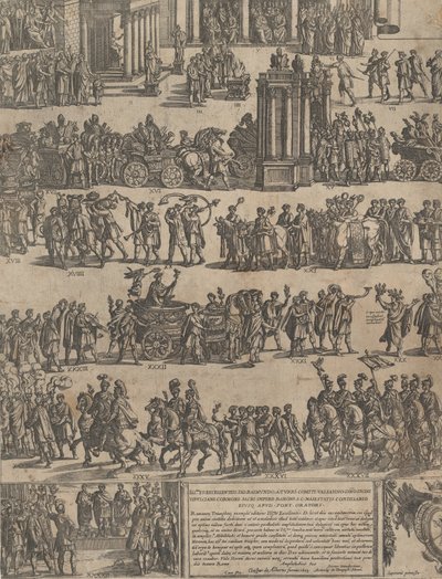 Triumf cesarza rzymskiego po lewej stronie, 1603. autorstwa Antonio Tempesta