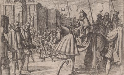 Triumfalny wjazd Małgorzaty Austriaczki do Mediolanu, z Żywotu Małgorzaty Austriaczki, s...., 1612. autorstwa Antonio Tempesta