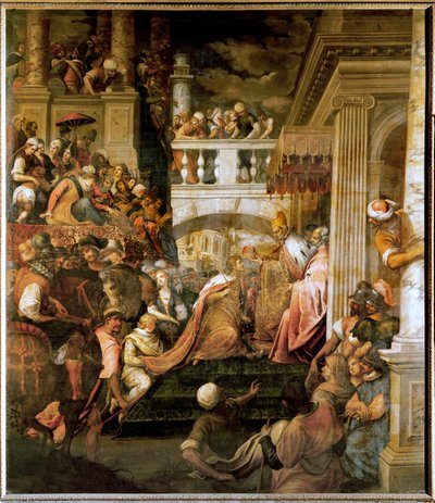 Koronacja Baudoina I na cesarza Bizancjum (olej na płótnie) autorstwa Antonio Vassilacchi