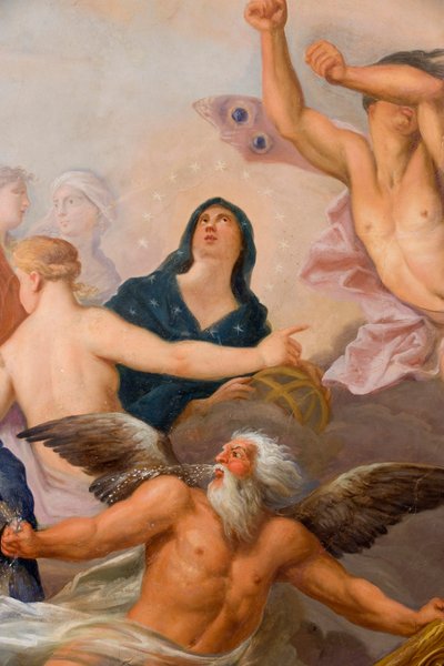 Minerva w otoczeniu Sztuki i Nauki, fragment z Domu Bankietowego autorstwa Antonio Verrio