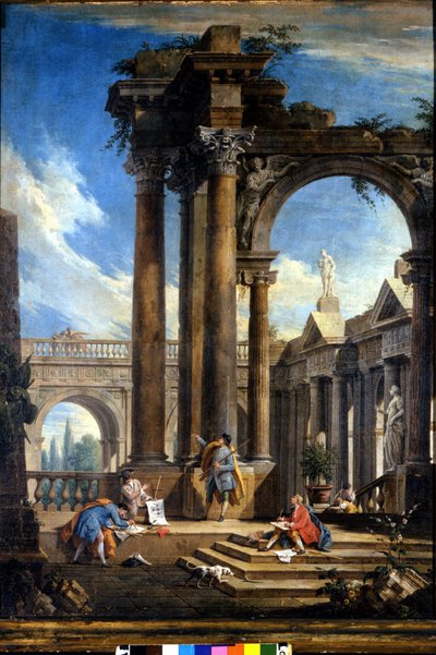 Archeolodzy i architekci (którzy rysują i mierzą) autorstwa Antonio Visentini
