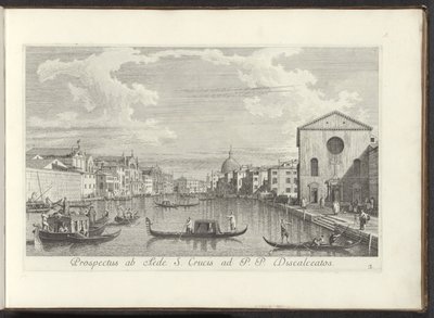 Gezicht op het Canal Grande, de Santa Maria di Nazareth en de San Simeone Piccolo te Venetië Perspektywa od Domu Świętego Krzyża do PP Discalceatos (tytuł na obiekcie) Najsłynniejsze widoki Wenecji z 38 paneli Antoniusa Canal, wydrukowane na mosiądzu przez autorstwa Antonio Visentini