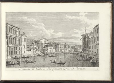 Gezicht op het Canal Grande en Palazzo Flangini te Venetië Widok z Domów Flanginos na Bembos (tytuł na obiekcie) Najsłynniejsze widoki Wenecji z 38 paneli Antoniusa Canal, wydrukowane na mosiądzu przez Antonio Vissentiniego, w trzech częściach autorstwa Antonio Visentini