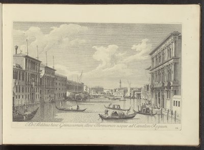 Gezicht op het Canal Grande en Palazzo Vendramin-Calergi te Venetië Od domów Grimanów z tej strony, z domu Tronów, aż do Kanału Królewskiego (tytuł na obiekcie) Bardziej znane widoki Wenecji, z 38 paneli Antonius Canal wydrukowanych na antenie przez Antoni autorstwa Antonio Visentini