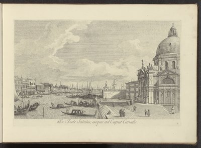 Gezicht op het Canal Grande en de Santa Maria della Salute te Venetië Od Domu Zbawienia do Głowy Kanału (tytuł na obiekcie) Najsłynniejsze widoki Wenecji z 38 paneli Antoniusa Canal, wydrukowane na mosiądzu przez Antonio Vissentiniego, w trzech częściach autorstwa Antonio Visentini