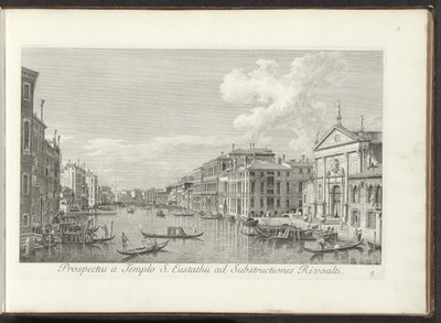Gezicht op het Canal Grande en de kerk de San Stae te Venetië Perspektywa od świątyni św. Eustachiusza do podbudów Rivoalti (tytuł na obiekcie) Najsłynniejsze widoki Wenecji z 38 paneli Kanału Antoniusza, wydrukowane na mosiądzu przez Antonio Vissentiniego autorstwa Antonio Visentini