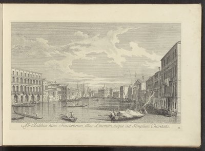 Gezicht op het Canal Grande te Venetië Od domów Foscarów po tej stronie, po drugiej stronie Linos, aż do Świątyni Miłosierdzia (tytuł na obiekcie) Najsłynniejsze widoki Wenecji z 38 paneli Antoniusa Canal, wydrukowane na mosiądzu przez Antonio Vissentinieg autorstwa Antonio Visentini