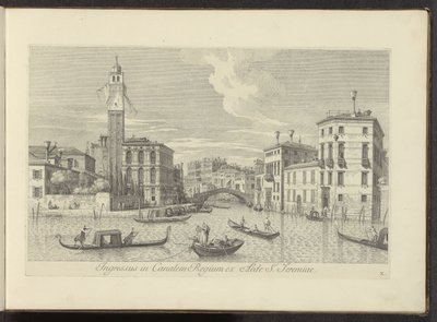 Gezicht op het Cannaregio en Palazzo Labia te Venetië Wejście do Kanału Królewskiego z domu św. Jeremiasza (tytuł na obiekcie) Najsłynniejsze widoki Wenecji z 38 plansz Antoniusa Canal wydrukowanych na powietrzu przez Antonio Vissentiniego, podzielone na t autorstwa Antonio Visentini