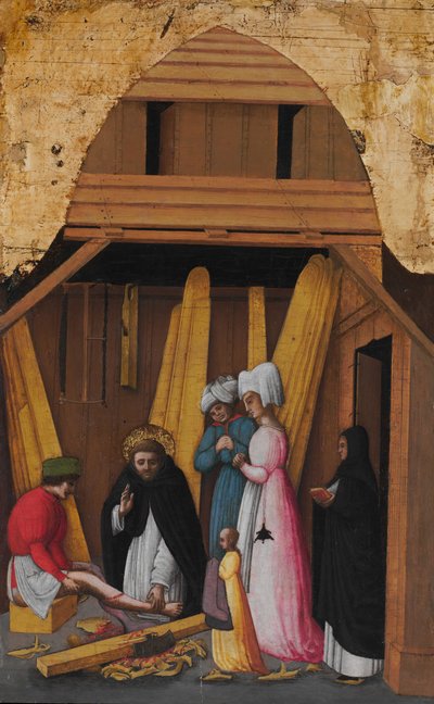 Św. Piotr Męczennik Uzdrawiający Nogę Młodego Mężczyzny, ca. 1450. autorstwa Antonio Vivarini
