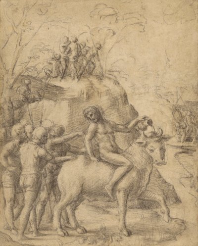 Correggio - Mężczyzna ujeżdżający byka i inne postacie, 83.GB.344 autorstwa Antonio da Correggio