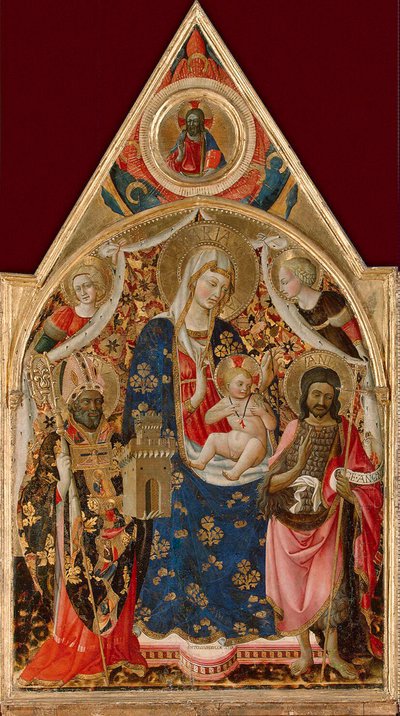 Madonna z Dzieciątkiem z biskupem, św. Janem Chrzcicielem i Aniołami, początek XV w. autorstwa Antonio da Firenze