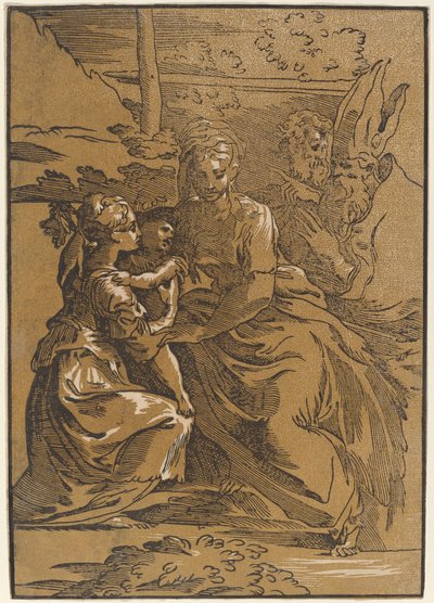 Święta Rodzina z Dwoma Świętymi autorstwa Antonio da Trento after Parmigianino