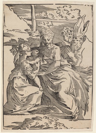 Święta Rodzina z Dwoma Świętymi autorstwa Antonio da Trento after Parmigianino