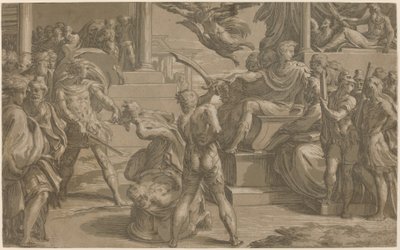 Męczeństwo świętych Piotra i Pawła [recto] autorstwa Antonio da Trento after Parmigianino