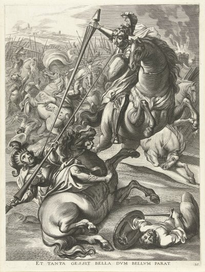 Achilles pokonuje Telephosa; Wjazd Ferdynanda do Gandawy w 1635 r. Et tanta gessit bella dvm bellvm parat (tytuł na obiekcie) autorstwa Antony van der Does