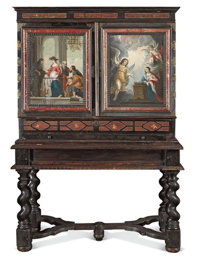 Szafka (metal złocony, pozłacany, szylkret, heban, kość słoniowa, ebonized i japaned wood z obrazami na miedzi) autorstwa Antwerp School