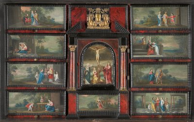 Szafka (metal złocony, pozłacany, szylkret, heban, kość słoniowa, ebonized i japaned wood z obrazami na miedzi) autorstwa Antwerp School