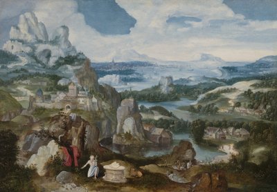 Pejzaż z pokutnikiem św Hieronima, 1530-40 autorstwa Antwerp School