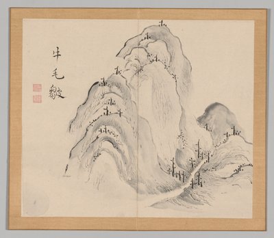 Podwójny Album Studiów Krajobrazowych wg Ikeno Taiga, t. 1 k. 15, XVIII w. autorstwa Aoki Shukuya