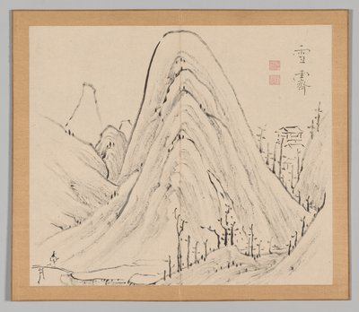Podwójny Album Studiów Krajobrazowych wg Ikeno Taiga, t. 1 k. 33, XVIII w. autorstwa Aoki Shukuya
