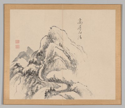 Podwójny Album Studiów Krajobrazowych wg Ikeno Taiga, t. 1 k. 34, XVIII w. autorstwa Aoki Shukuya