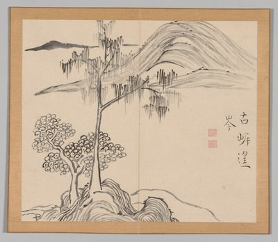 Podwójny Album Studiów Krajobrazowych wg Ikeno Taiga, t. 1 k. 36, XVIII w. autorstwa Aoki Shukuya