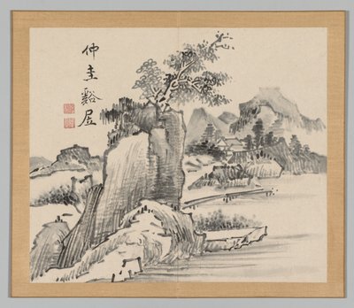 Podwójny Album Studiów Krajobrazowych wg Ikeno Taiga, t. 2 s. 14, XVIII w. autorstwa Aoki Shukuya
