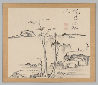 Podwójny Album Studiów Krajobrazowych wg Ikeno Taiga, t. 2 k. 15, XVIII w. autorstwa Aoki Shukuya