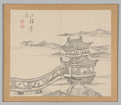 Podwójny Album Studiów Krajobrazowych wg Ikeno Taiga, t. 2 k. 25, XVIII w. autorstwa Aoki Shukuya