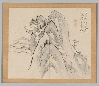 Podwójny Album Studiów Krajobrazowych wg Ikeno Taiga, t. 2 k. 33, XVIII w. autorstwa Aoki Shukuya