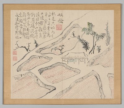 Podwójny Album Studiów Krajobrazowych wg Ikeno Taiga, t. 2 k. 35, XVIII w. autorstwa Aoki Shukuya