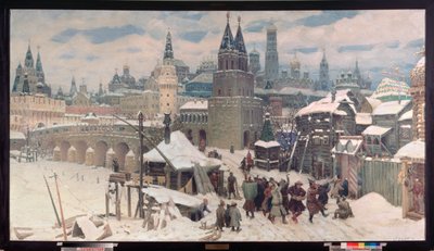 Moskwa w XVII wieku, Most Wszystkich Świętych - obraz Appolinariego Mikhaylovicha Vasnetsova (1856-1933), olej na płótnie autorstwa Apollinari Mikhailovich Vasnetsov