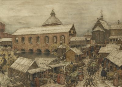 Stara Moskwa. Okhotny Ryad Hunting Row, 1900-1910 autorstwa Apollinari Mikhailovich Vasnetsov