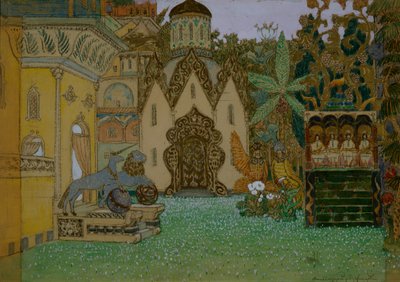 Scenografia do opery Legenda o niewidzialnym mieście Kiteż i panieńska Fevronia N. Rimskiego-Korsakowa, 1907 autorstwa Apollinari Mikhailovich Vasnetsov