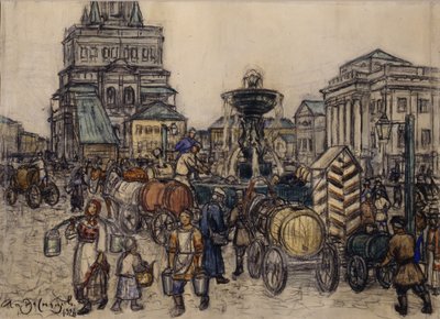 Fontanna na Placu Suchariewskim w XIX wieku, 1921 autorstwa Apollinari Mikhailovich Vasnetsov