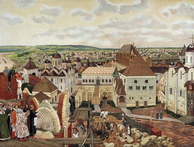 Na Kremlu moskiewskim koniec XIX - początek XX wieku. autorstwa Appolinari Mikhaylovich Vasnetsov