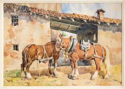 Konie (akwarela) autorstwa Arcangelo Salvarani