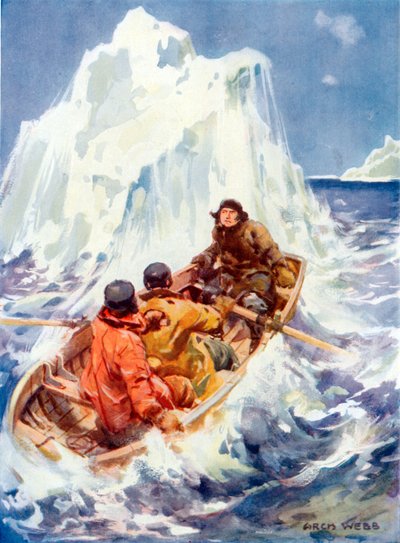 John Franklin jako świadek tworzenia góry lodowej (kolor lito) autorstwa Archibald Webb