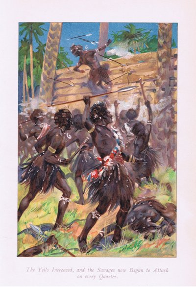 Krzyki wzmogły się, a dzicy zaczęli atakować co kwartał, 1900 autorstwa Archibald Webb