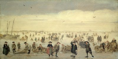 Scena zimowa z licznymi postaciami na lodzie, ok. 1600-31 (olej na desce) autorstwa Arent Arentsz