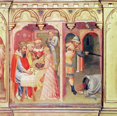 Męczeństwo św. Jana Chrzciciela, Panel Predella od św. Nemeziusza i św. Jana Chrzciciela autorstwa Aretino Luca Spinello or Spinelli
