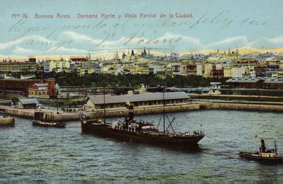Północny dok i częściowy widok na miasto, Buenos Aires, Argentyna (zdjęcie kolorowe) autorstwa Argentinian Photographer