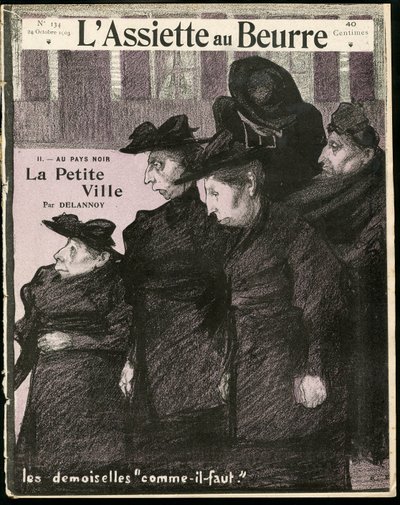 Okładka „”L’Plate au beurre””, numer 134, Satyryczna w B&W autorstwa Aristide Delannoy