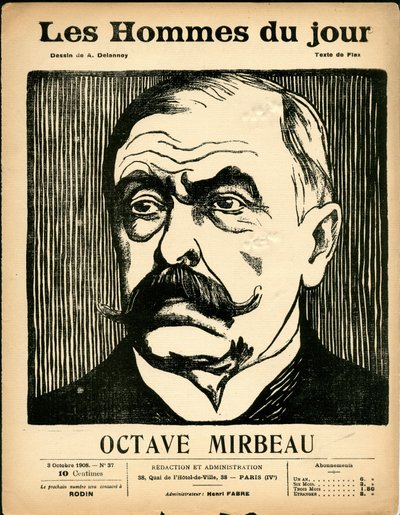 Okładka „Mężczyzn dnia”, satyryczna w B&W autorstwa Aristide Delannoy