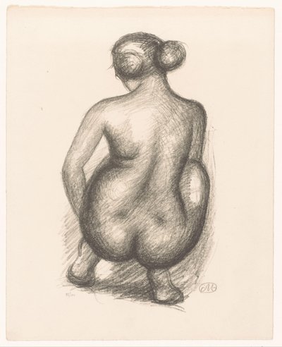 Kucająca naga kobieta widziana od tyłu Femme accroupie de dos (tytuł oryginalny) autorstwa Aristide Maillol (signed by artist)