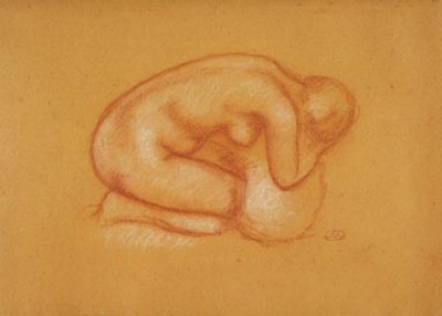 Model klęczący z głową opartą na dłoniach, zwrócony w prawo autorstwa Aristide Maillol