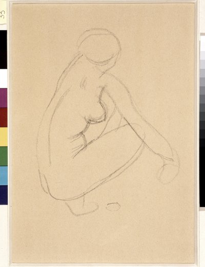 Nagi przysiad. Rysunek Aristide Maillol (1861-1944). Ołówek na papierze. Wymiary: 32x23cm. Muzeum Cantini, Marsylia autorstwa Aristide Maillol