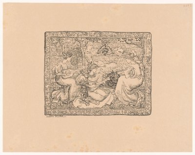 Gobelin z czterema muzykami kobietami w krajobrazie Champêtre koncertowe (tytuł oryginalny) autorstwa Aristide Maillol