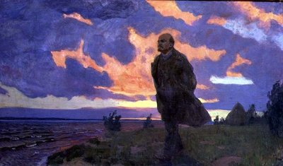 Władimir Iljicz Lenin (1870-1924) na brzegu autorstwa Arkadij Aleksandrovic Rylov